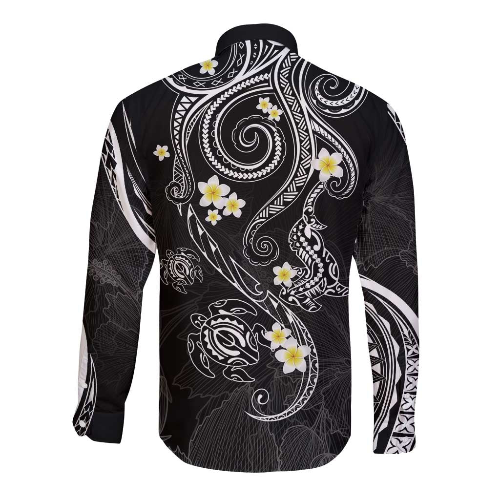 Polynesia Tribal Long Sleeve Button Shirt Tentacles Plumeria LT7 - Polynesian Pride