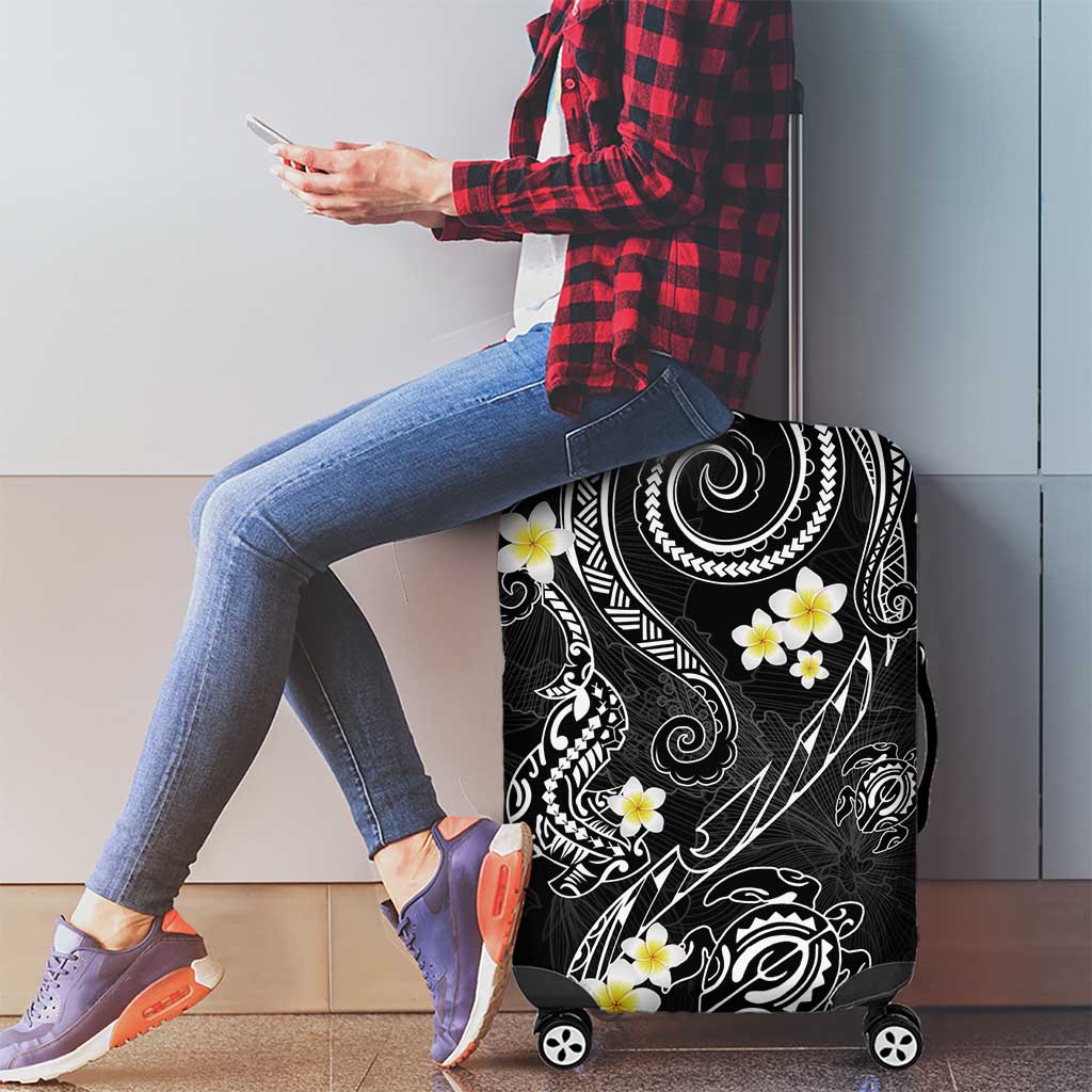 Polynesia Tribal Luggage Cover Tentacles Plumeria