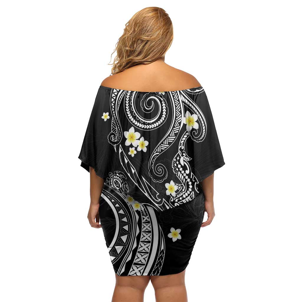Polynesia Tribal Off Shoulder Short Dress Tentacles Plumeria LT7 - Polynesian Pride