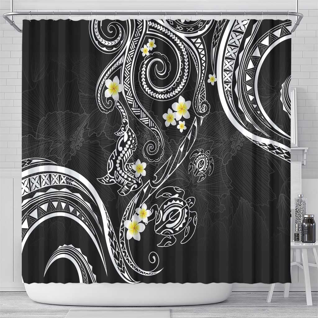 Polynesia Tribal Shower Curtain Tentacles Plumeria