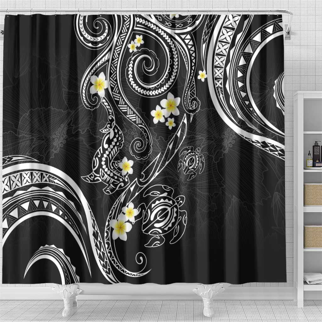 Polynesia Tribal Shower Curtain Tentacles Plumeria