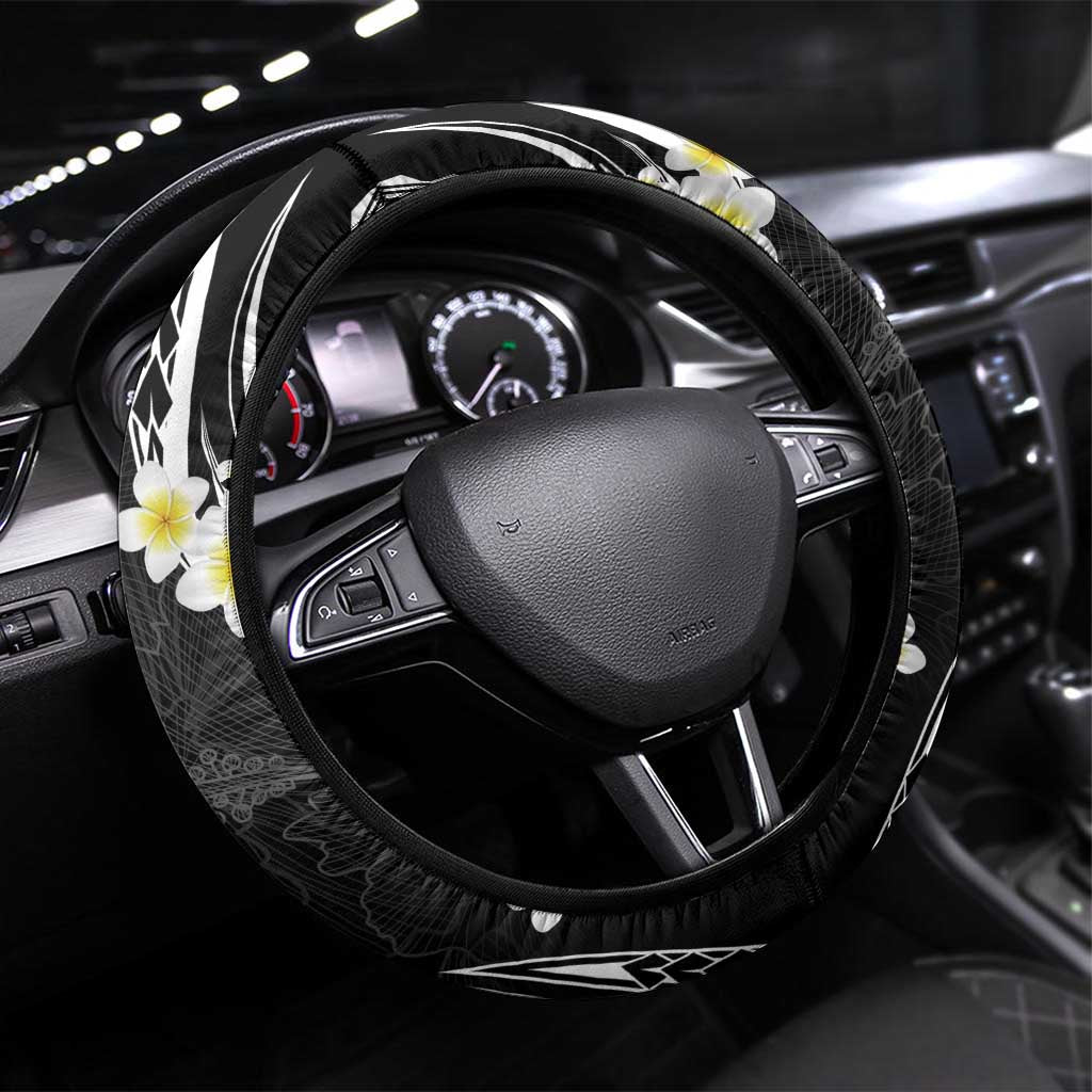 Polynesia Tribal Steering Wheel Cover Tentacles Plumeria LT7 Universal Fit Black - Polynesian Pride
