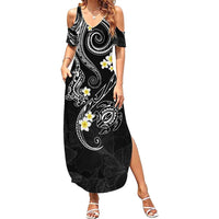 Polynesia Tribal Summer Maxi Dress Tentacles Plumeria LT7 Women Black - Polynesian Pride