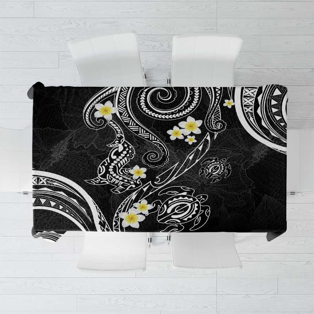 Polynesia Tribal Tablecloth Tentacles Plumeria LT7 Black - Polynesian Pride