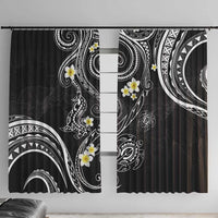 Polynesia Tribal Window Curtain Tentacles Plumeria LT7 With Hooks Black - Polynesian Pride