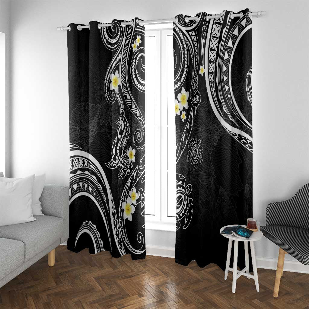 Polynesia Tribal Window Curtain Tentacles Plumeria LT7 With Grommets Black - Polynesian Pride