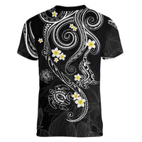 Polynesia Tribal Women V-Neck T-Shirt Tentacles Plumeria LT7 - Polynesian Pride