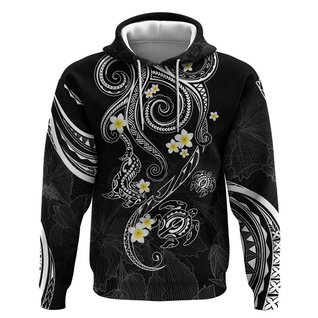 Polynesia Tribal Zip Hoodie Tentacles Plumeria