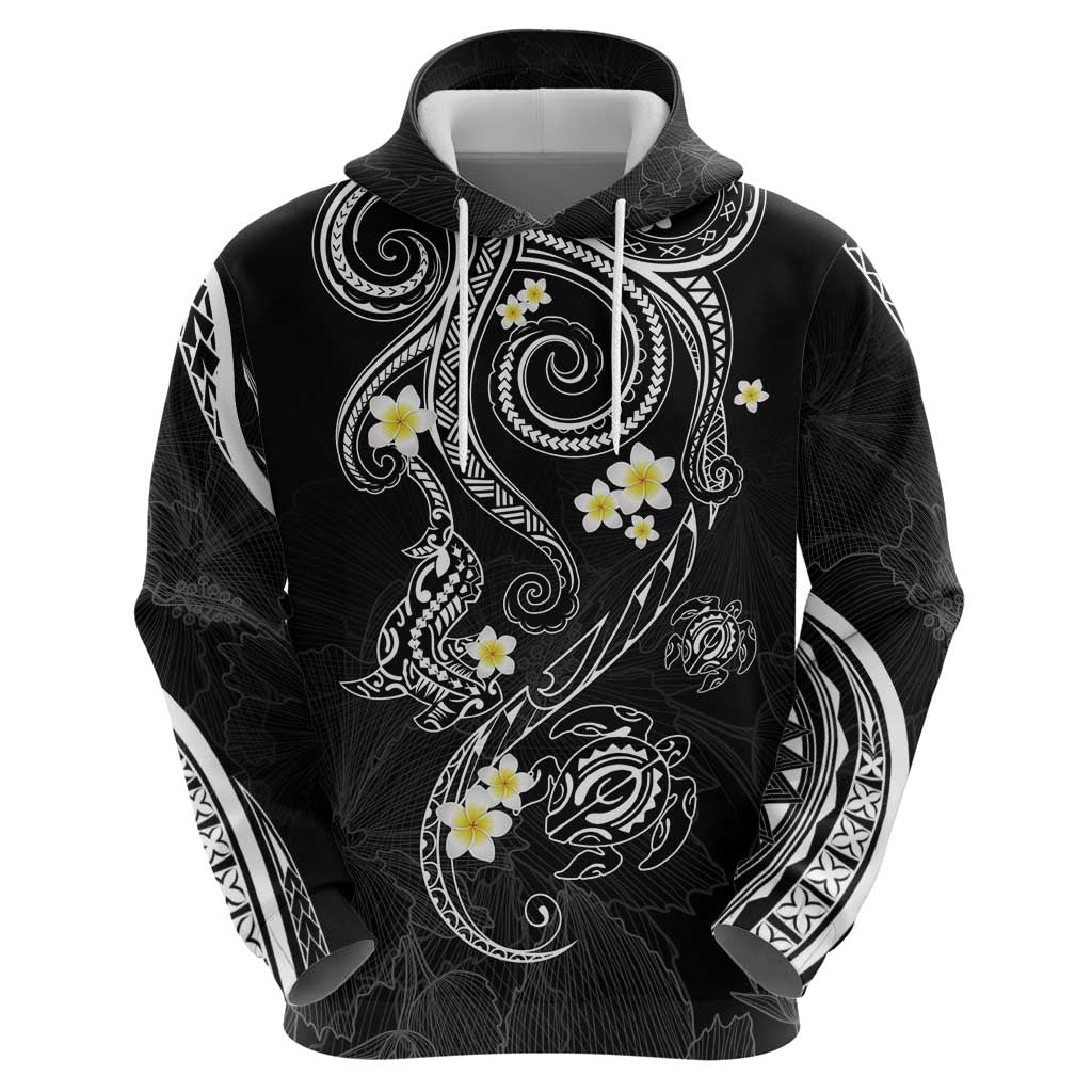 Polynesia Tribal Zip Hoodie Tentacles Plumeria