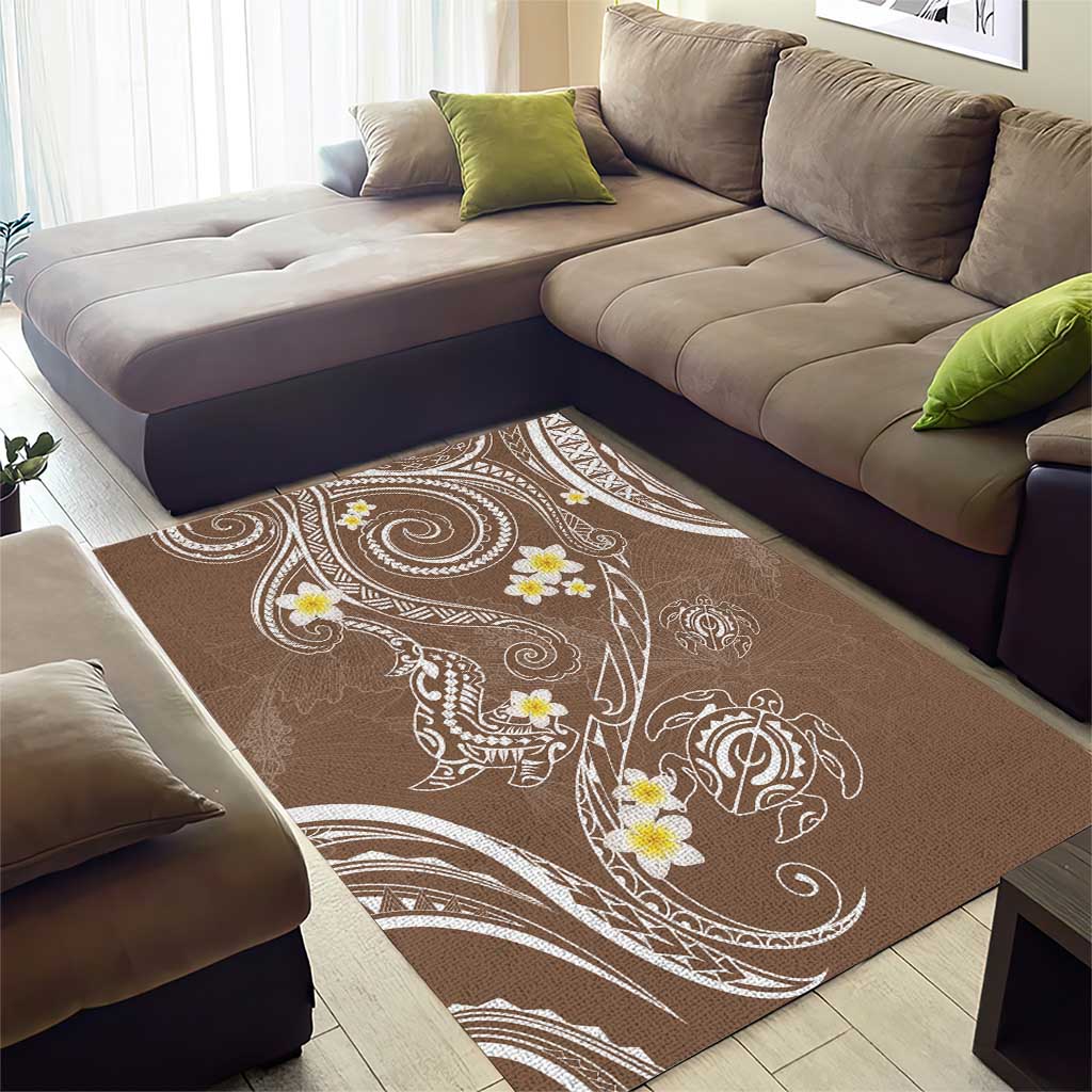 Polynesia Tribal Area Rug Mocha Plumeria Tentacles