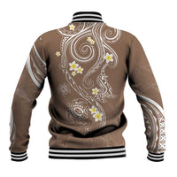 Polynesia Tribal Baseball Jacket Mocha Plumeria Tentacles LT7 - Polynesian Pride