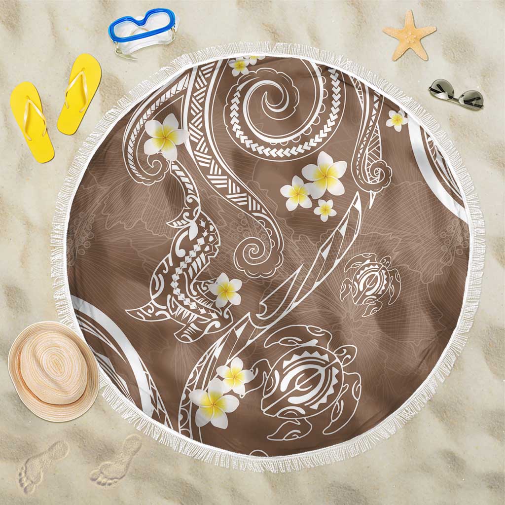Polynesia Tribal Beach Blanket Mocha Plumeria Tentacles LT7 One Size 150cm Mocha - Polynesian Pride