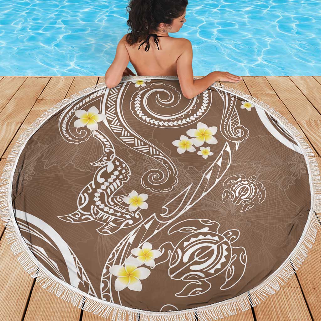 Polynesia Tribal Beach Blanket Mocha Plumeria Tentacles LT7 - Polynesian Pride