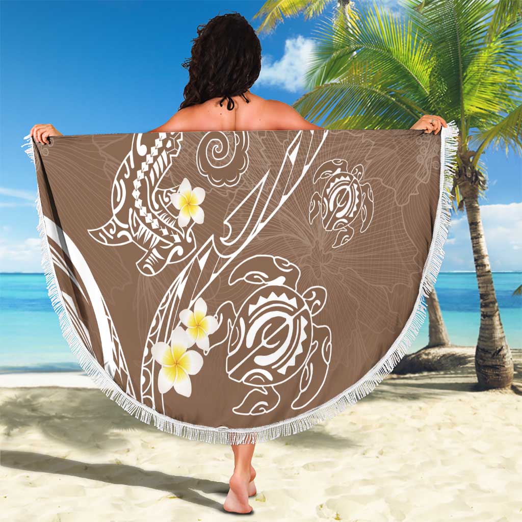 Polynesia Tribal Beach Blanket Mocha Plumeria Tentacles LT7 - Polynesian Pride