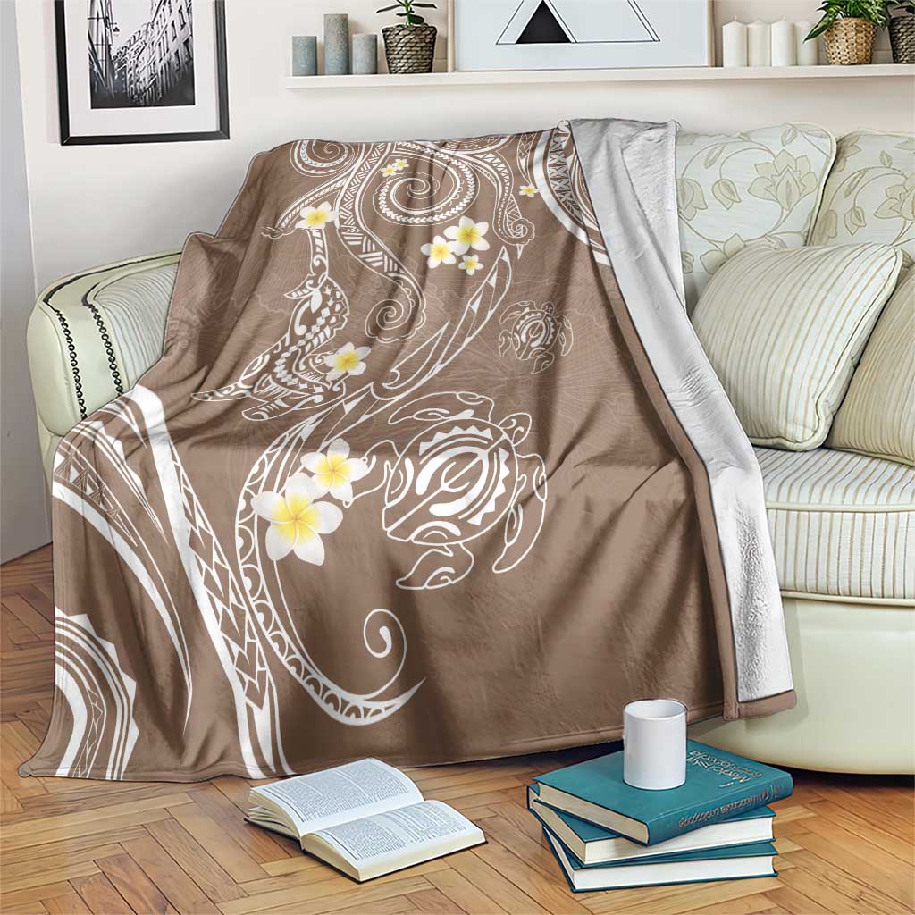 Polynesia Tribal Blanket Mocha Plumeria Tentacles LT7 Mocha - Polynesian Pride