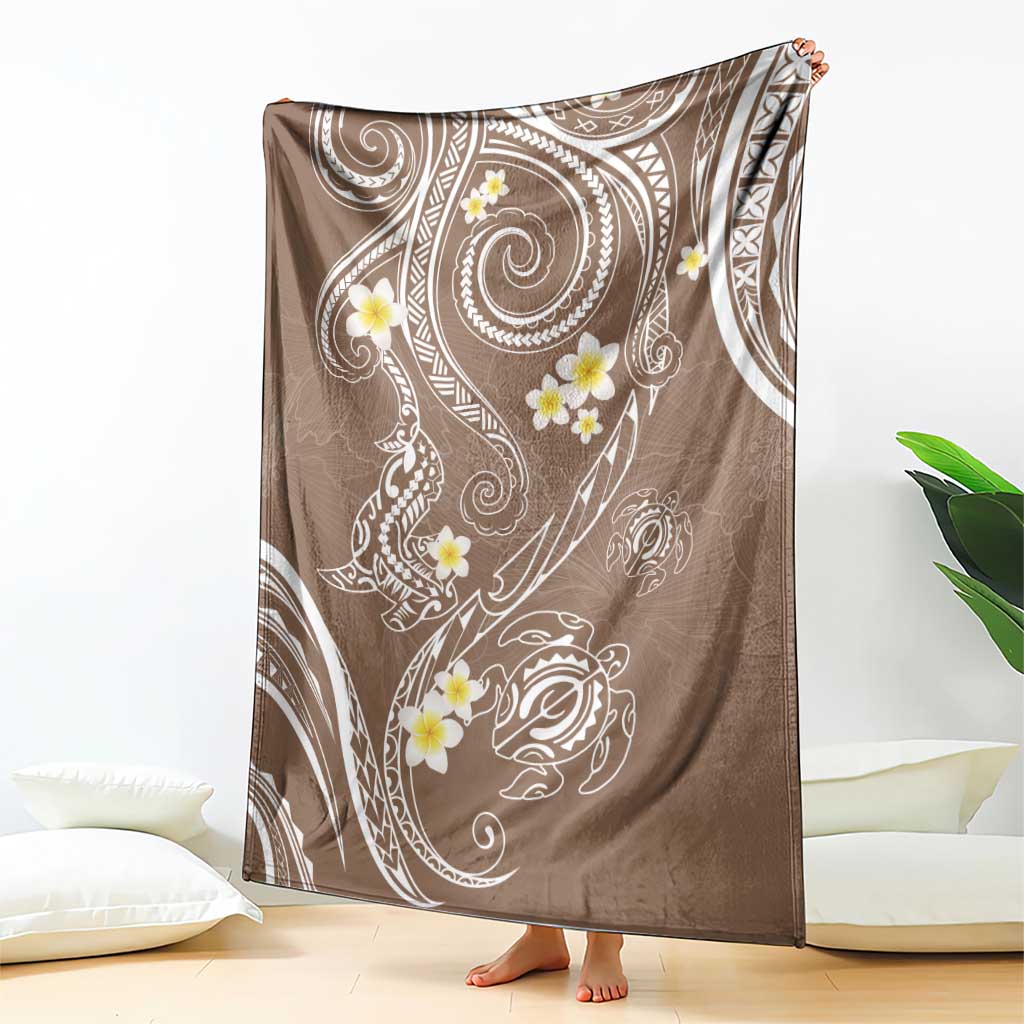 Polynesia Tribal Blanket Mocha Plumeria Tentacles LT7 - Polynesian Pride