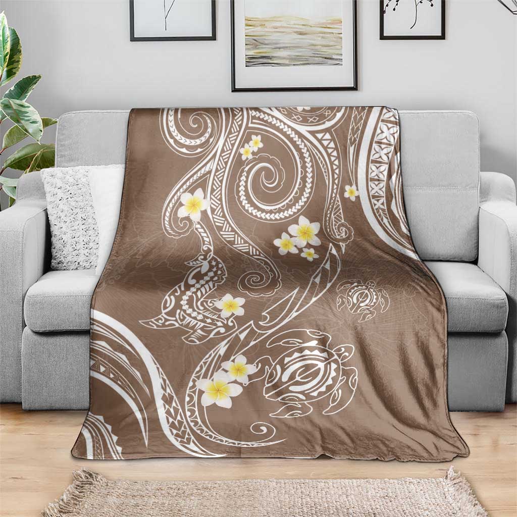 Polynesia Tribal Blanket Mocha Plumeria Tentacles LT7 - Polynesian Pride