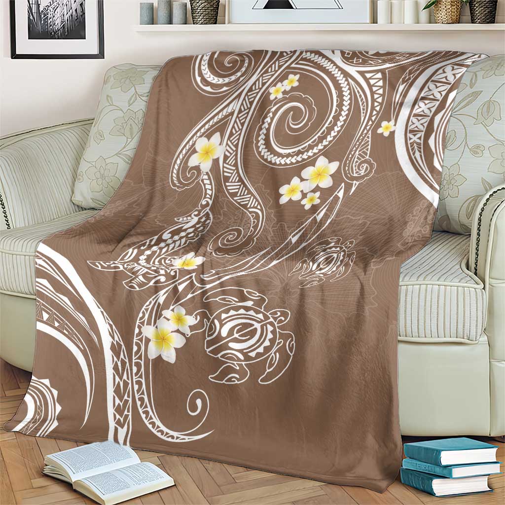 Polynesia Tribal Blanket Mocha Plumeria Tentacles LT7 - Polynesian Pride