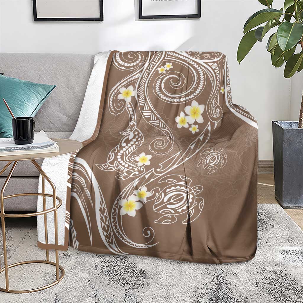 Polynesia Tribal Blanket Mocha Plumeria Tentacles LT7 - Polynesian Pride