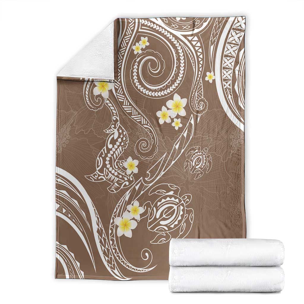 Polynesia Tribal Blanket Mocha Plumeria Tentacles LT7 - Polynesian Pride