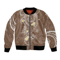 Polynesia Tribal Bomber Jacket Mocha Plumeria Tentacles