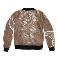 Polynesia Tribal Bomber Jacket Mocha Plumeria Tentacles