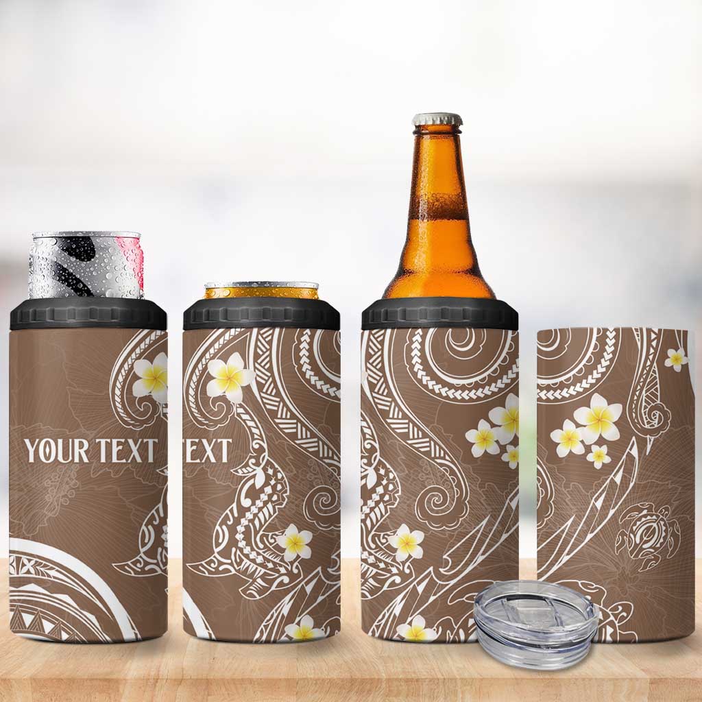 Polynesia Tribal 4 in 1 Can Cooler Tumbler Mocha Plumeria Tentacles LT7 - Polynesian Pride