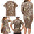 Polynesia Tribal Family Matching Long Sleeve Bodycon Dress and Hawaiian Shirt Mocha Plumeria Tentacles