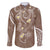 Polynesia Tribal Family Matching Off Shoulder Maxi Dress and Hawaiian Shirt Mocha Plumeria Tentacles