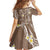 Polynesia Tribal Family Matching Off Shoulder Short Dress and Hawaiian Shirt Mocha Plumeria Tentacles
