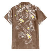 Polynesia Tribal Family Matching Tank Maxi Dress and Hawaiian Shirt Mocha Plumeria Tentacles