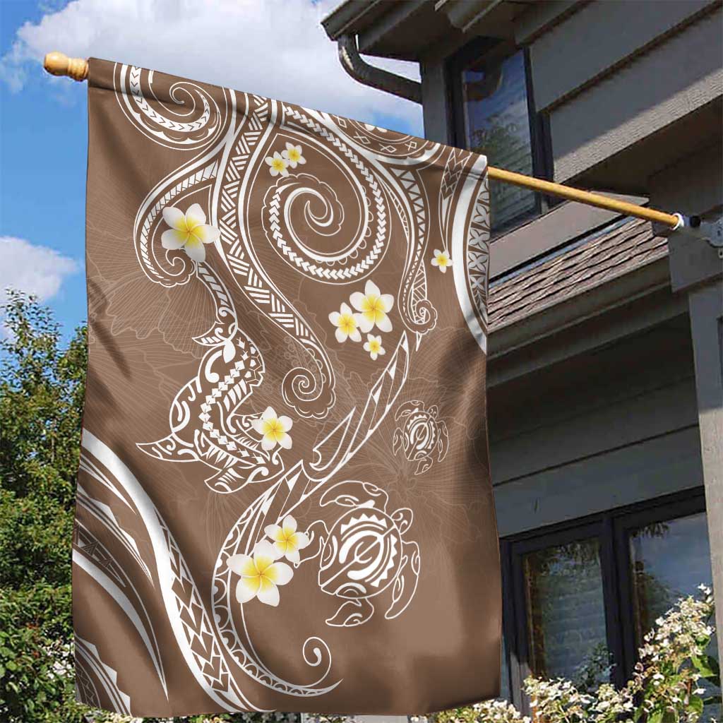 Polynesia Tribal Garden Flag Mocha Plumeria Tentacles LT7 - Polynesian Pride