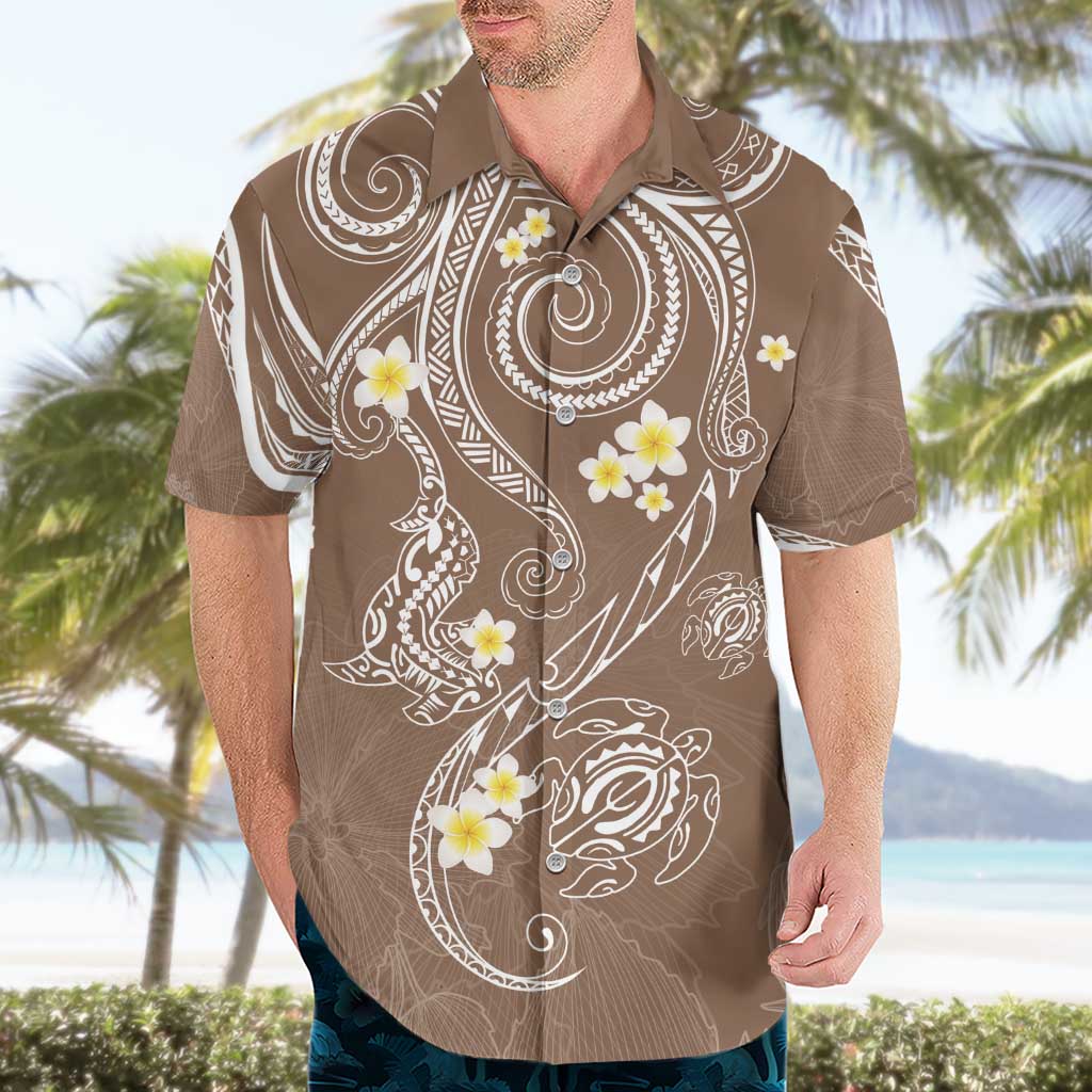 Polynesia Tribal Hawaiian Shirt Mocha Plumeria Tentacles LT7 - Polynesian Pride