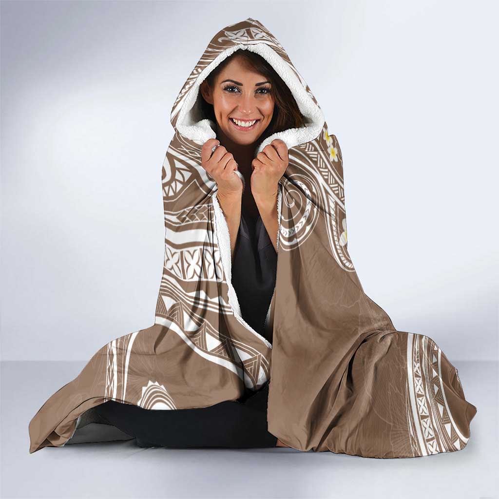 Polynesia Tribal Hooded Blanket Mocha Plumeria Tentacles LT7 - Polynesian Pride