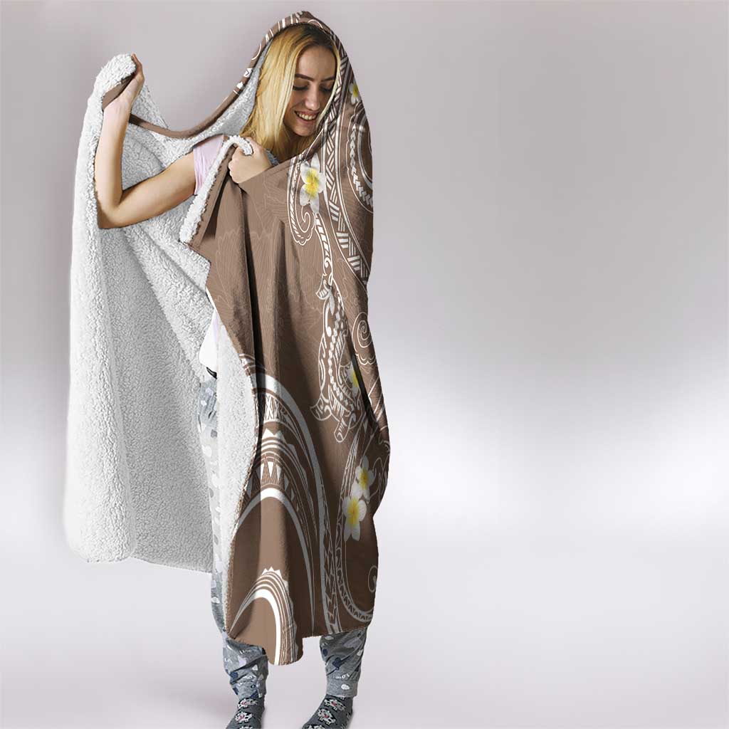 Polynesia Tribal Hooded Blanket Mocha Plumeria Tentacles LT7 - Polynesian Pride