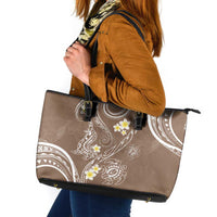 Polynesia Tribal Leather Tote Bag Mocha Plumeria Tentacles LT7 Mocha - Polynesian Pride
