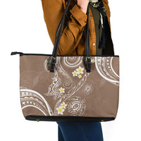 Polynesia Tribal Leather Tote Bag Mocha Plumeria Tentacles LT7 - Polynesian Pride