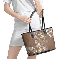 Polynesia Tribal Leather Tote Bag Mocha Plumeria Tentacles LT7 - Polynesian Pride