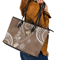 Polynesia Tribal Leather Tote Bag Mocha Plumeria Tentacles LT7 - Polynesian Pride