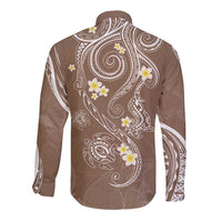 Polynesia Tribal Long Sleeve Button Shirt Mocha Plumeria Tentacles LT7 - Polynesian Pride