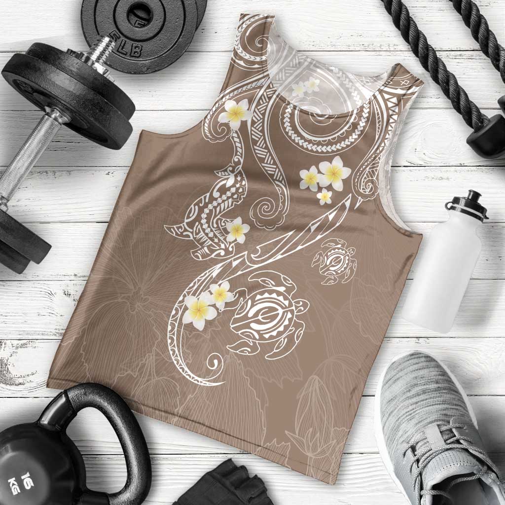 Polynesia Tribal Men Tank Top Mocha Plumeria Tentacles LT7 - Polynesian Pride