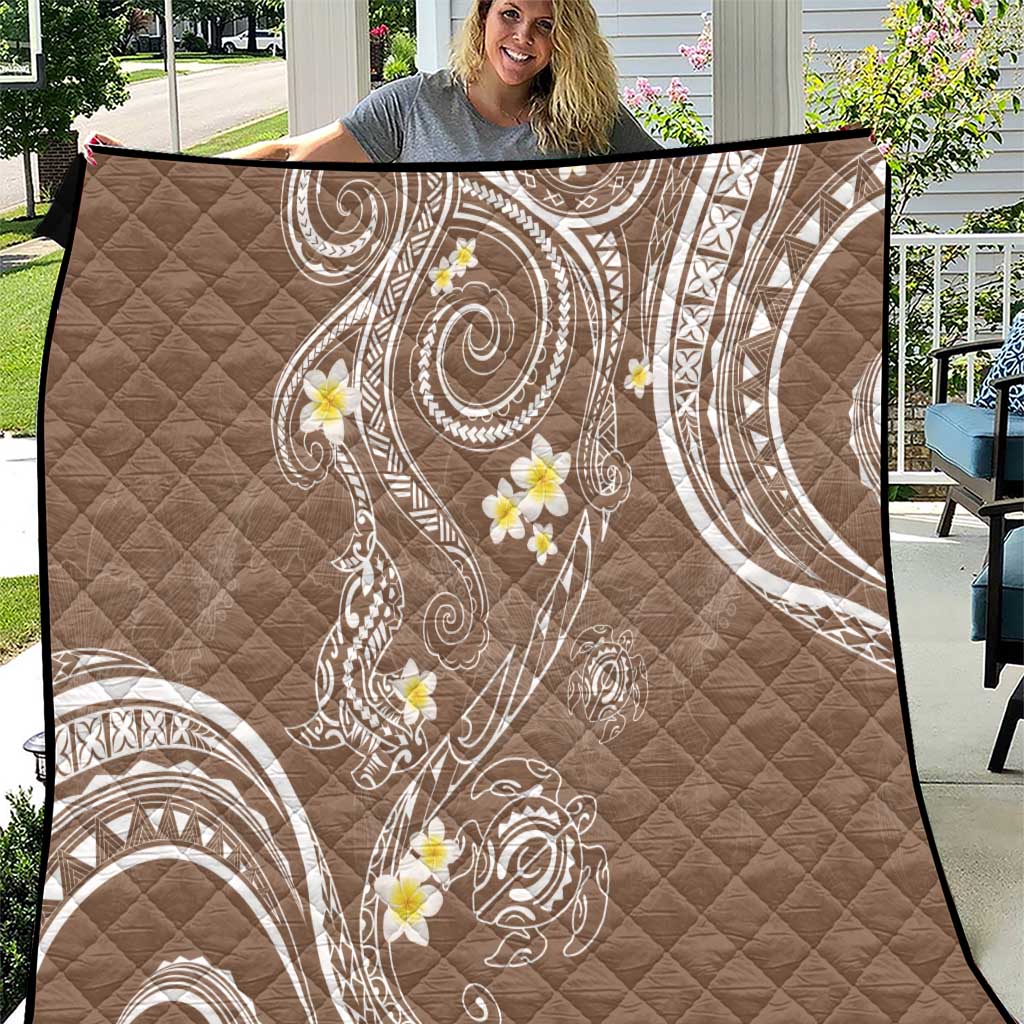 Polynesia Tribal Quilt Mocha Plumeria Tentacles