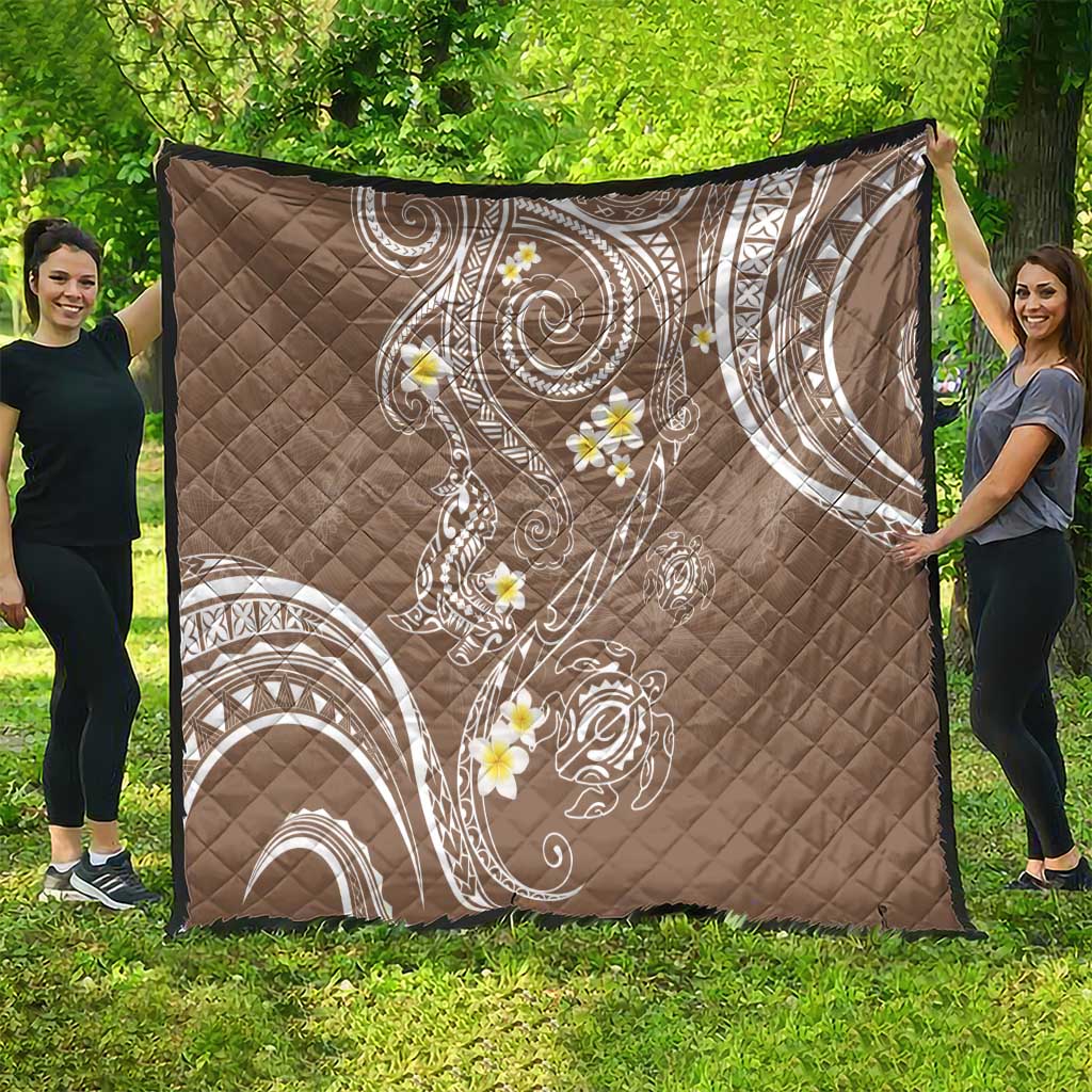 Polynesia Tribal Quilt Mocha Plumeria Tentacles