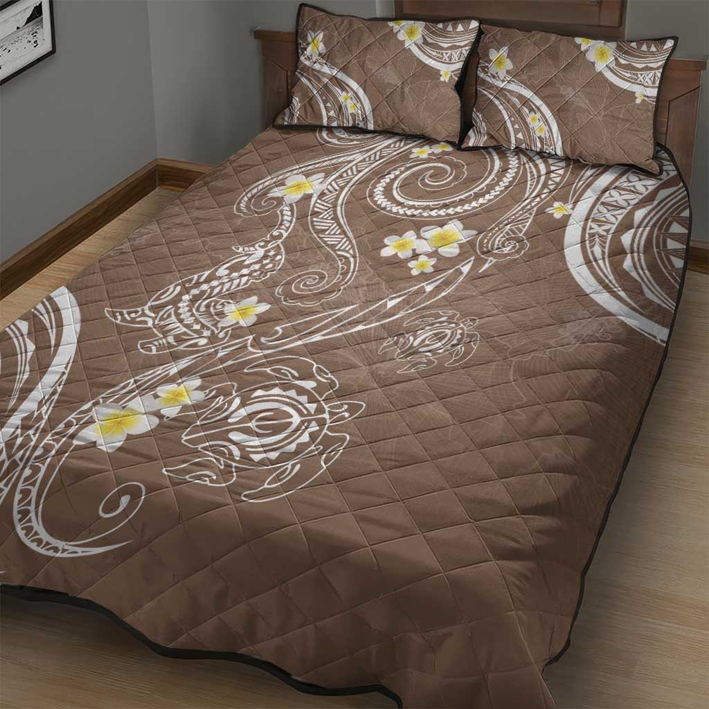 Polynesia Tribal Quilt Bed Set Mocha Plumeria Tentacles LT7 - Polynesian Pride