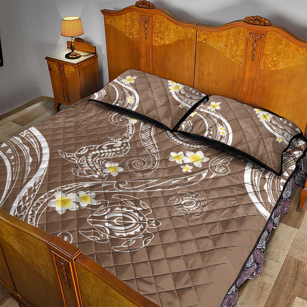 Polynesia Tribal Quilt Bed Set Mocha Plumeria Tentacles LT7 - Polynesian Pride