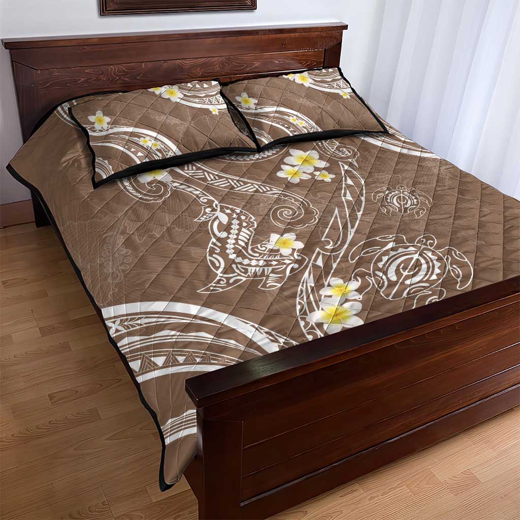 Polynesia Tribal Quilt Bed Set Mocha Plumeria Tentacles LT7 - Polynesian Pride