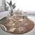 Polynesia Tribal Round Carpet Mocha Plumeria Tentacles