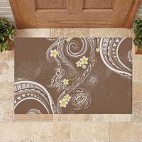 Polynesia Tribal Rubber Doormat Mocha Plumeria Tentacles
