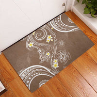 Polynesia Tribal Rubber Doormat Mocha Plumeria Tentacles
