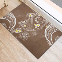 Polynesia Tribal Rubber Doormat Mocha Plumeria Tentacles